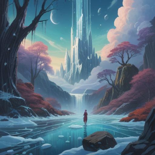 A serene and mystical representation of hail, ethereal energies, spiritual significance of ice, nature's transformation, delicate crystal formations, symbolic elements of cleansing and renewal, gentle light illuminating the scene, tranquil atmosphere, 4k