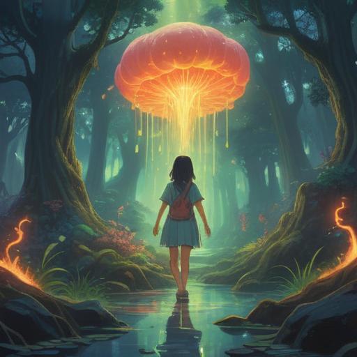 A serene landscape depicting a person experiencing heel pain while surrounded by ethereal light, gentle aura representing spiritual awareness, symbols of caution in the air, soft glowing orbs around the feet, nature's beauty emphasizing mindfulness, calm atmosphere, intricate details of flora, inviting peace in the scene, 4k