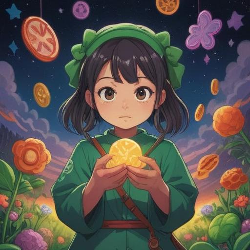 A vibrant illustration of a person holding a lucky charm, surrounded by positive symbols like four-leaf clovers and shooting stars, depicting a transformation from past hardships to newfound happiness, warm lighting, uplifting atmosphere, detailed background elements showcasing growth and resilience, 4k