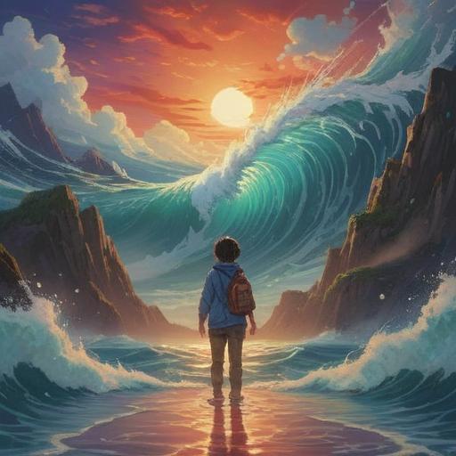 A serene and introspective scene depicting a person with a hand elevated, surrounded by gentle energy waves, ethereal light illuminating the area, symbolic representations of caution and awareness, soft pastel colors, a tranquil atmosphere, nature elements like trees and flowers to symbolize healing, 4k