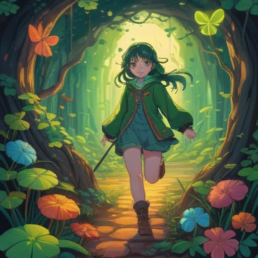 A vibrant illustration depicting a person surrounded by various lucky actions, such as finding a four-leaf clover, stepping on a lucky charm, and receiving positive affirmations, shining light illuminating the scene, warm and uplifting atmosphere, captivating details, encouraging expressions, elements of transformation and self-improvement, 4k