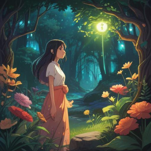 A serene and uplifting illustration, radiant light illuminating a person surrounded by nature, soft glowing aura representing transformation, vibrant flowers symbolizing growth, peaceful ambiance, harmonious energy flow, gentle breeze, ethereal essence, 4k