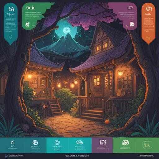 A visually organized infographic, clear layout, diverse elements representing various topics, colorful sections, engaging icons, concise text blocks, harmonious composition, educational theme, 4k