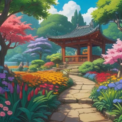 A serene landscape depicting the spiritual meaning of beauty, radiant light illuminating a tranquil garden, lush flowers in full bloom, peaceful aura surrounding a meditative figure, symbols of inner harmony and enlightenment, soft pastel tones, harmonious composition, inviting atmosphere, transcendental experience, 4k