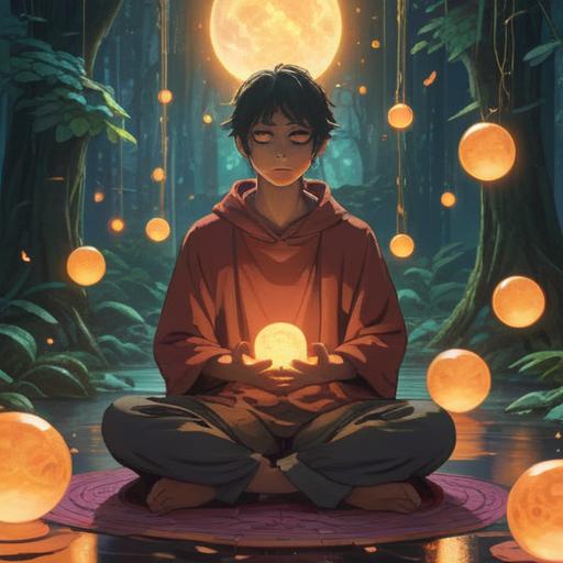 A serene scene of a person meditating in a tranquil environment, surrounded by soft glowing orbs representing spiritual signs, gentle aura emanating from the individual, subtle hints of nature, such as trees and flowers, peaceful expression on the face, ethereal light illuminating the surroundings, a gentle breeze visible through flowing clothing, calm and harmonious atmosphere, 4k