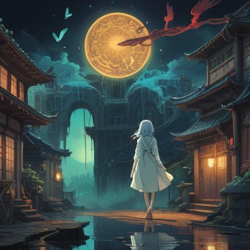 A mystical scene depicting spiritual signs to be aware of when miasma appears, ethereal glow, symbols in the air, shadowy figures representing caution, vibrant colors contrasting with dark haze, tranquil yet eerie atmosphere, intricate details in the background, celestial elements, suggestive gestures, 4k