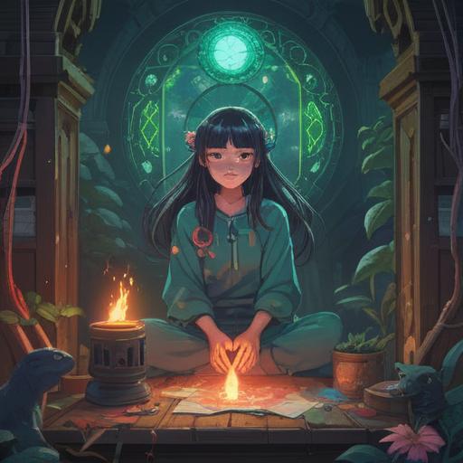 A mystical and ethereal illustration, depicting a person with a naturally occurring birthmark, surrounded by vibrant energy and spiritual symbols, soft light illuminating the birthmark, nature elements intertwining with the figure, conveying a sense of connection to the universe, deep hues and gentle gradients, 4k