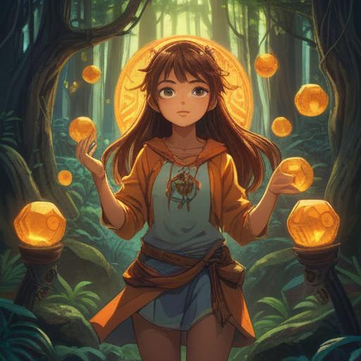 A serene illustration depicting amber as a spiritual symbol, glowing amber stones surrounded by soft light, ancient symbols engraved, mystical forest setting, ethereal atmosphere, harmony with nature, balance and healing, intricate details, 4k