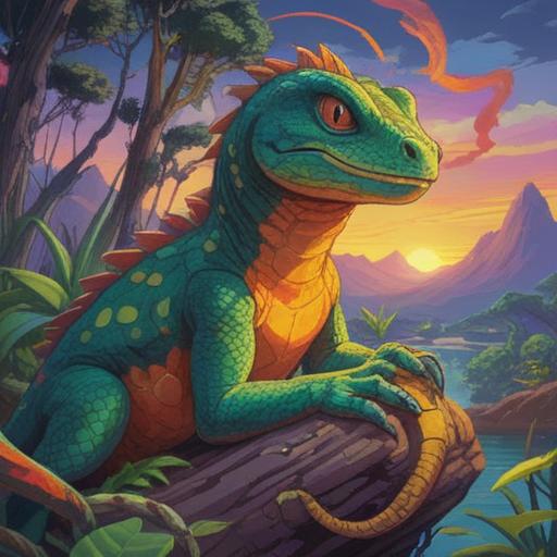 A serene scene depicting a reptile enthusiast surrounded by various reptiles like snakes, lizards, and turtles, vibrant colors symbolizing spiritual energy, warm sunlight filtering through lush greenery, peaceful expression on the enthusiast's face, connection to nature, a subtle aura representing positive spiritual signs, detailed textures on the reptiles, calming atmosphere, 4k