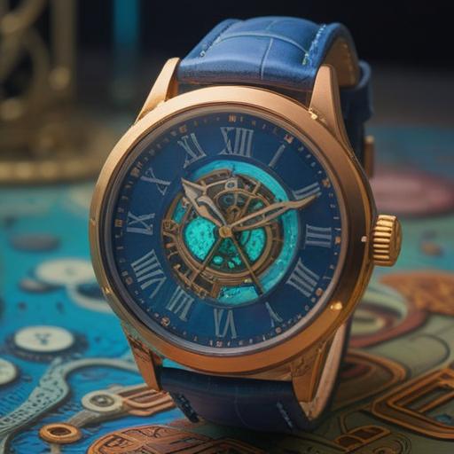 A conceptual illustration depicting a stopped wristwatch, surrounded by ethereal light, symbolizing the passage of time and spiritual awakening, intricate clock gears visible, tranquil background with soft clouds, mystical aura, reflective surface, deep meaning, 4k