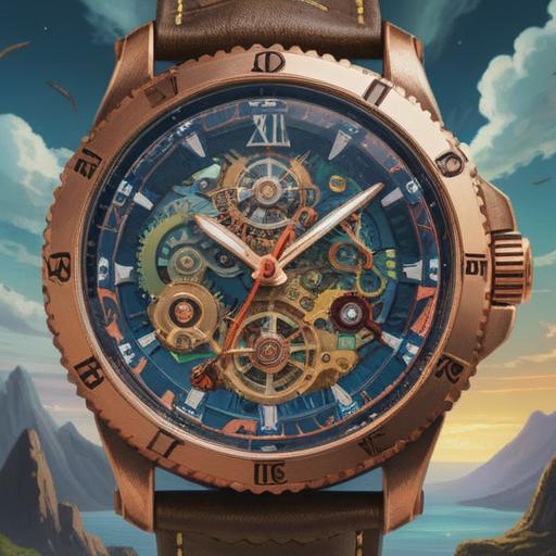 A broken wristwatch symbolizing the passage of time, ethereal clouds surrounding the watch, soft light illuminating the shattered glass, intricate gears scattered, representing lost moments, a serene landscape in the background, capturing a sense of spirituality, reflective atmosphere, vivid colors, 4k