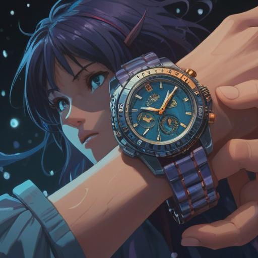 A broken wristwatch with its hands frozen at midnight, symbolizing a timeless warning, mystical aura surrounding the watch, soft ethereal light illuminating the cracks, detailed reflections in the glass, an ambient background of nature with faint spiritual symbols, inviting contemplation, 4k