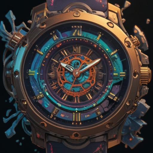 A broken watch symbolizing the passage of time, mystical energy surrounding the fragments, ethereal glow emanating from the shattered pieces, deep connection to spirituality, a serene background with soft light filtering through trees, reflective surface capturing the broken watch, an aura of tranquility and introspection, 4k