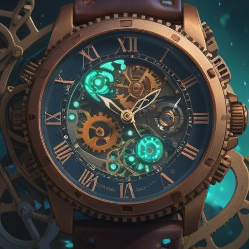 A mystical scene depicting a broken wristwatch, soft ethereal glow, surrounded by floating gears and cogs, subtle hints of spiritual symbols in the background, a fading hourglass signifying the passage of time, a serene ambiance suggesting reflection and contemplation, elements of nature intertwined with the watch, 4k