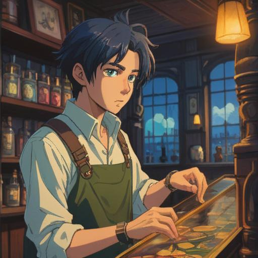 A serene and reflective scene, a person browsing wristwatches in a quaint, mystical shop, a soft glow surrounding the watches symbolizing time's significance, intricate details on the watches showcasing craftsmanship, an atmosphere of tranquility and enlightenment, spiritual symbols subtly incorporated into the shop's decor, warm lighting, inviting ambiance, 4k