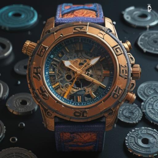 A symbolic representation of a broken watch strap, depicting the passage of time, ethereal elements surrounding the watch, vibrant colors symbolizing change and transformation, abstract shapes representing spiritual awakening, serene atmosphere, focus on the watch and its strap, 4k