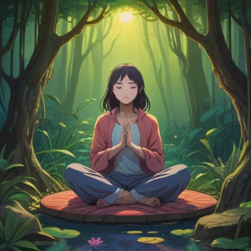 A serene and ethereal scene depicting the spiritual meaning of arm pain, a figure meditating in a tranquil environment, surrounded by glowing energy waves emanating from their arms, harmonious colors blending softly, symbolic elements like lotus flowers and light orbs, an aura of healing and reflection, emphasis on the connection of body and spirit, mystical atmosphere, 4k