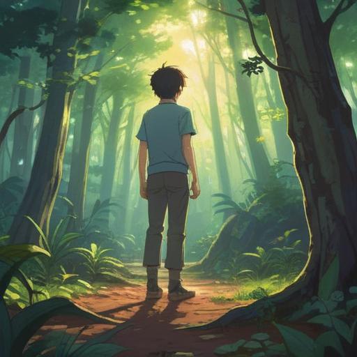 A serene and reflective scene depicting a person experiencing arm pain in a tranquil natural setting, gentle sunlight filtering through trees, symbolic healing energy flowing from the arm, vibrant colors signifying spiritual awakening, peaceful expressions, harmonious connection with nature, soft ethereal glow around the individual, 4k