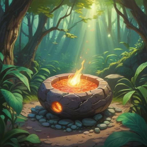 A serene illustration of a lucky stone radiating vibrant energy, set against a tranquil background with soft sunlight filtering through leaves, depicting a person sitting nearby, looking rejuvenated and inspired, surrounded by gentle nature elements, representing vitality and hope, calming atmosphere, intricate details, 4k