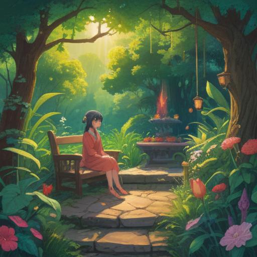 A serene and tranquil scene depicting an individual sitting in a peaceful garden, surrounded by soft light and nature, a subtle aura radiating from their presence, symbolizing spiritual awareness, with gentle animals nearby, flowers blooming vibrantly, a sense of stillness, connection to nature, harmony, and inner peace, 4k