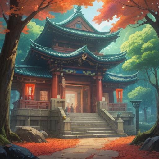 A serene depiction of the Yamato Hime Shrine, ethereal atmosphere, surrounded by ancient trees, gentle light filtering through leaves, a mix of tradition and spirituality, tranquil water flowing nearby, symbolism of divine connection, peaceful pilgrimage site, detailed shrine architecture, 4k