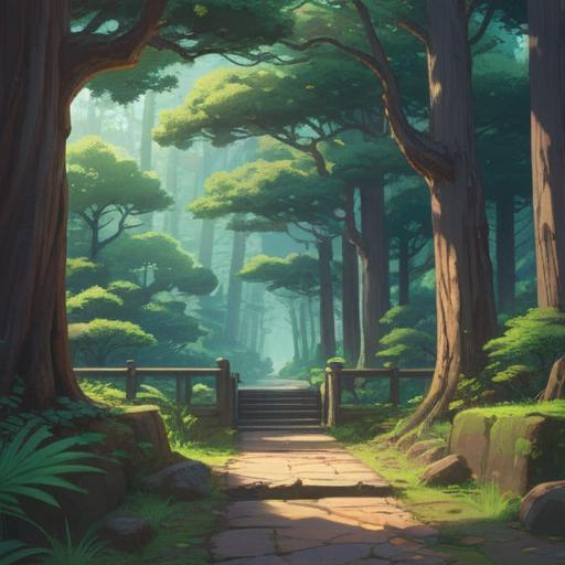 A serene landscape depicting the entrance of Ise Jingu, ethereal light filtering through ancient trees, a gentle breeze carrying the scent of cedar, tranquil shrine atmosphere, spiritual symbols such as woven amulets and sacred stones, soft sunlight illuminating the pathway, a sense of peace and connection to nature, 4k