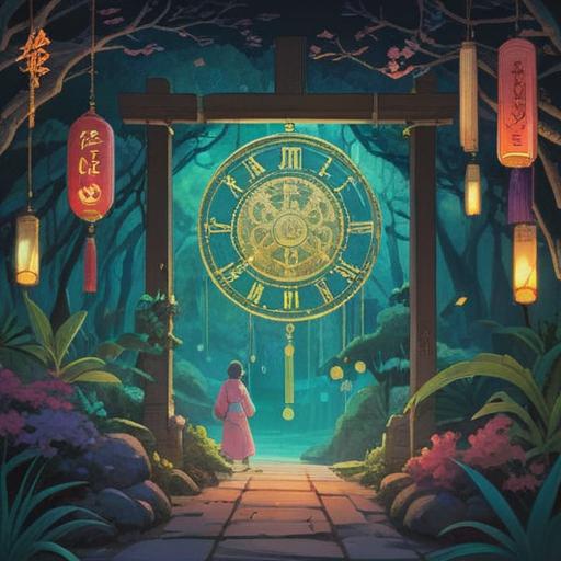 A mystical representation of the six Japanese Rokuyō calendar signs, each symbol vividly displayed, ethereal atmosphere, serene background, subtle magical elements, harmonious colors, interwoven with nature, spiritual symbols, inviting sense of introspection, 4k