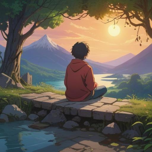 A serene and introspective scene depicting a person sitting alone in a tranquil environment, surrounded by soft, ethereal light, a sense of solitude, symbolic representations of communication barriers such as faded messages or broken strings, a peaceful yet contemplative expression, natural elements like gentle flowing water or wisps of clouds, conveying the spiritual significance of patience and inner growth, 4k