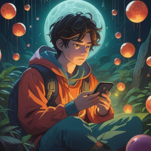 A serene illustration depicting a person looking contemplatively at their phone, surrounded by ethereal light orbs representing spiritual signs, a calming nature backdrop with soft flowing water, gentle breeze effect, hints of celestial symbols around, a feeling of introspection and awareness, vibrant colors, 4k
