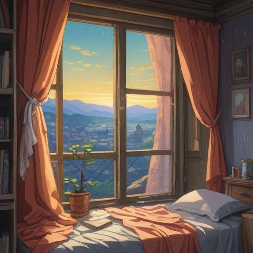 A mysterious and enchanting scene depicting a lucky stone resting on a windowsill, soft sunlight filtering through the curtains, a sense of anticipation in the air, gentle shadows dancing on the wall, the stone glowing subtly, surrounded by small trinkets and plants, conveying a feeling of hope and patience, 4k