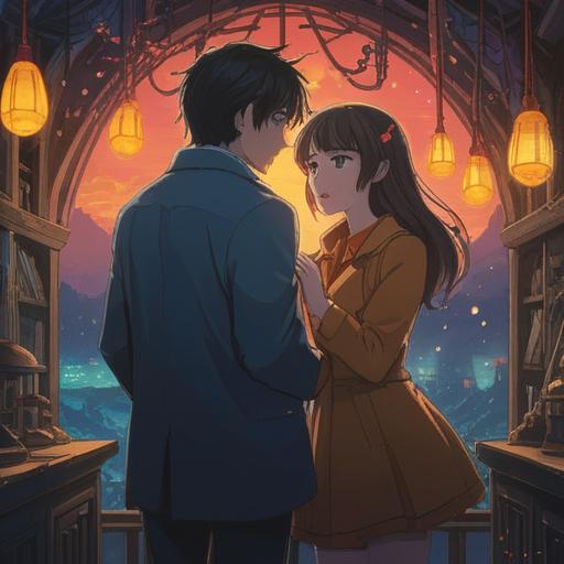 A mysterious and ethereal scene depicting a couple communicating through an invisible connection, subtle signs and symbols in the background, soft glowing lights representing spiritual signs, calm and serene atmosphere, dreamy landscape, focus on connection and intuition, 4k