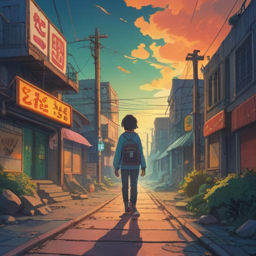 A poignant scene depicting a person standing at a crossroads, symbolic signs pointing towards hope and transformation, a distant light representing new beginnings, the character reflecting on past experiences, surrounded by vibrant colors symbolizing positive change, soft sunlight breaking through clouds, inviting atmosphere, detailed facial expression conveying determination and optimism, 4k