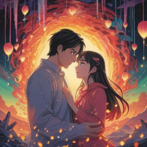 A serene scene depicting the spiritual signs of love-induced heart fluttering, vibrant aura surrounding a couple, gentle glows and sparkles symbolizing positive energy, intertwined hands reflecting deep connection, soft-focus background with ethereal elements, warm colors enhancing romantic atmosphere, harmonious emotions, magical realism, 4k