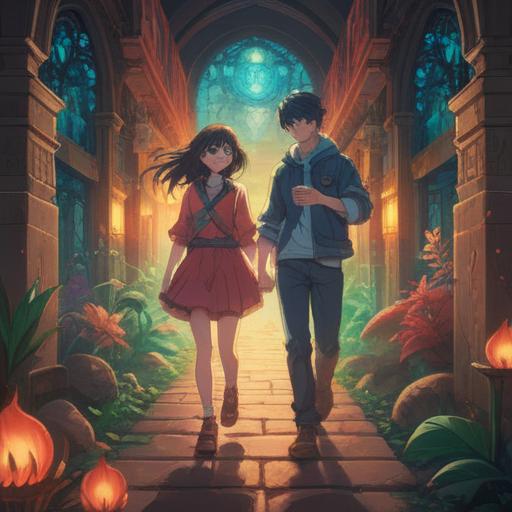 A serene illustration depicting a couple facing obstacles in their relationship, symbolic representations of challenges intertwined with ethereal light and spiritual icons, a sense of hope emerging from adversity, soft colors blending with dark tones, dreamlike background featuring cosmic elements, intimate character expressions conveying determination and connection, 4k