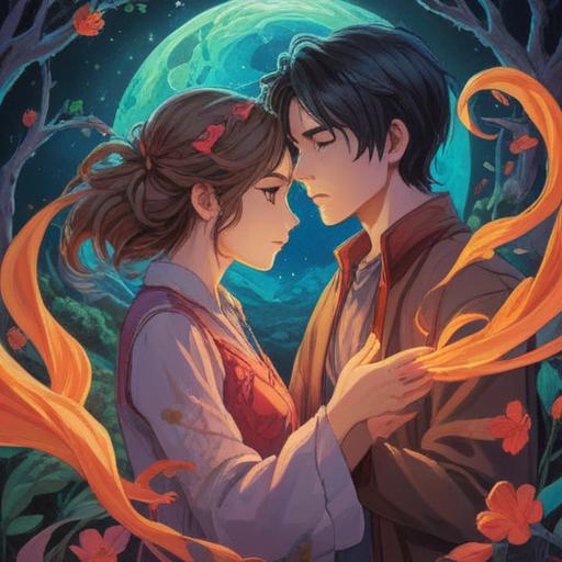 A spiritual and emotional representation of love obsession and letting go, intertwined hands symbolizing connection and release, serene nature background with soft light, contrasting emotions portrayed through facial expressions, deep and vibrant colors, metaphorical elements like butterflies and chains, artistic and contemplative atmosphere, 4k