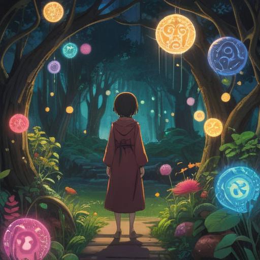 A serene and magical scene depicting a person in a tranquil garden, surrounded by glowing orbs of light representing spiritual signs, soft expressions highlighting emotions of love and anticipation, flowers blooming vibrantly, butterflies fluttering gently, warm sunlight filtering through the trees, ethereal atmosphere, 4k