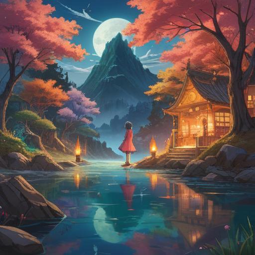 A serene and mystical landscape, gentle sound waves represented by shimmering light, a bell shape subtly incorporated into the scene, figures meditating in the foreground, ethereal glow surrounding them, symbolic elements of intuition and awareness, tranquil atmosphere, spiritual presence, 4k