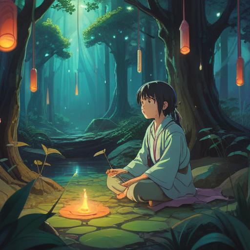 A serene and mystical scene depicting a person meditating in nature, surrounded by ethereal light, faint ringing bells in the air, gentle wind rustling leaves, soft glowing aura symbolizing spiritual signs, tranquil expression, harmonious connection with the environment, rich colors of dawn or dusk, enchanting atmosphere, detailed natural surroundings, 4k