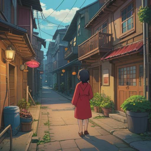 A cozy neighborhood scene, a person looking perplexed at their unfriendly neighbors, subtle hints of good fortune symbolized by lucky objects scattered around, warm sunlight illuminating the surroundings, small details highlighting a sense of community, 4k