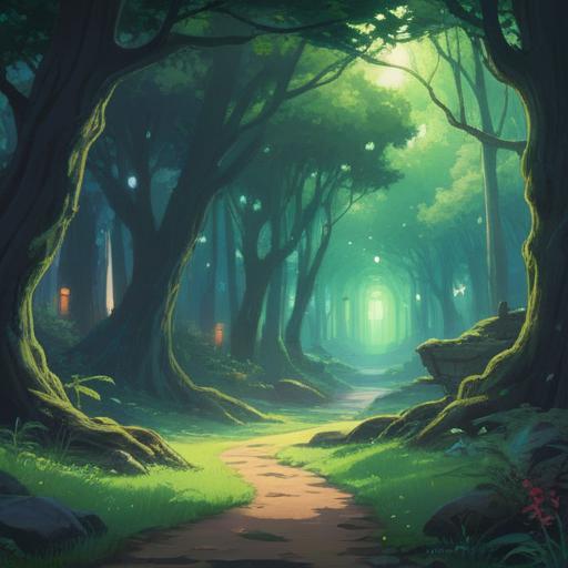 A serene landscape bathed in green light, ethereal glow emanating from the trees, calming and spiritual ambiance, symbolic representation of good signs, gentle mist weaving through the scene, tranquil water reflections, nature's harmony, mystical atmosphere, 4k