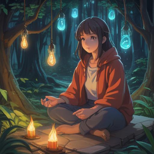 A serene and peaceful scene illustrating spiritual signs, a person sitting in a meditative pose, surrounded by soft glowing lights, nature elements like trees and flowing water embodying tranquility, signs represented as gentle whispers in the air, ethereal colors, calming atmosphere, 4k