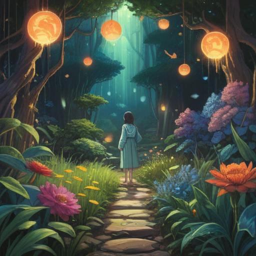 A serene and reflective scene depicting a person in a peaceful garden, surrounded by soft, glowing orbs representing spiritual signs, gentle breeze rustling the leaves, a path leading to a distant light, symbols of love and connection in the air, emotional atmosphere, warm colors, sense of hope and guidance, 4k