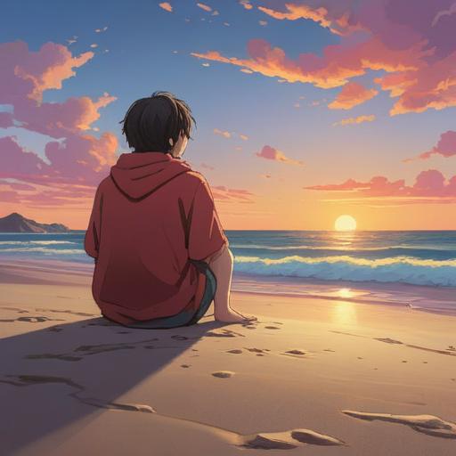 A serene and contemplative illustration depicting a person sitting alone on a tranquil beach at sunset, reflecting on their feelings of unconnection, ethereal spirit symbols in the air, gentle waves lapping at the shore, soft glowing light symbolizing spiritual awareness, deep emotional resonance, harmonious color palette, 4k