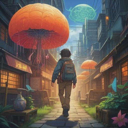 A serene illustration depicting a traveler feeling under the weather before a journey, surrounded by metaphysical symbols representing spiritual signs, calming colors, soft light illuminating the scene, gentle wind suggesting change, mystical aura, thoughtful expression, elements of nature surrounding, 4k