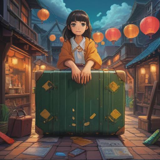 A serene travel scene depicting a lucky charm, vibrant colors, intricate details, surrounded by travel essentials like a passport and suitcase, emphasizing positivity and good fortune, enchanting atmosphere, whimsical design elements, 4k