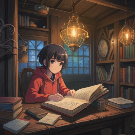 A supportive item to overcome troubles, a comforting scene of a character holding a magical notebook, glowing gently with inspirational notes, surrounded by symbols of hope and strength, vibrant atmosphere, detailed textures, uplifting color palette, whimsical elements, 4k