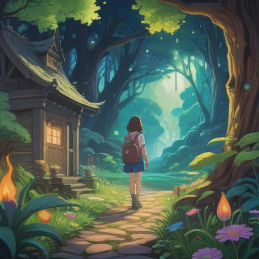 A serene landscape depicting a traveler pausing to observe mystical symbols in nature, ethereal light illuminating their path, hints of chakra alignments in the skies, vibrant flora surrounding them, a gentle breeze creating a sense of calm, a clear blue sky with clouds shaped like guiding arrows, a peaceful river reflecting the natural beauty, inspirational mood, 4k