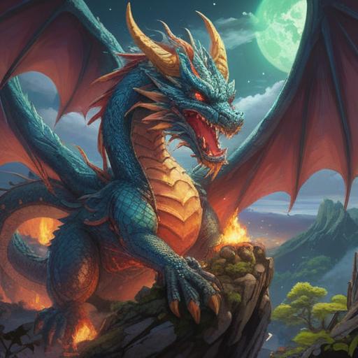 A mystical scene depicting a wise dragon deity, glowing symbols in the air, intricate details on the dragon's scales, serene landscape with flowing water, the dragon giving guidance through ancient signs, ethereal lighting, sense of wisdom and caution, 4k