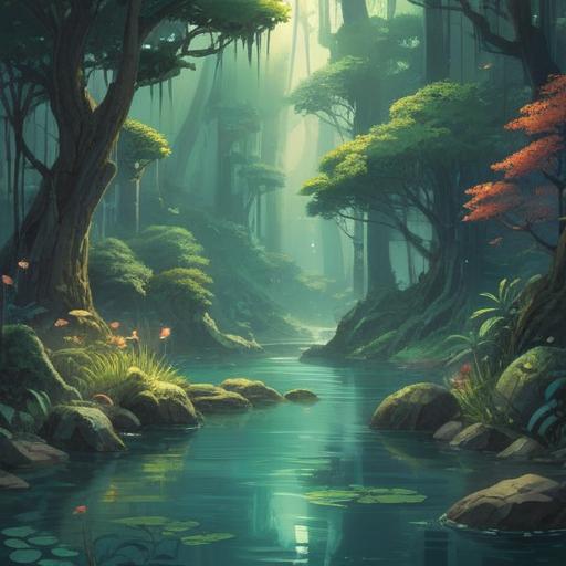 A serene landscape depicting spiritual symbols, soft light illuminating the surroundings, gentle flowing water and lush greenery, ethereal atmosphere, vibrant colors representing positivity, subtle presence of spirit guides, harmonious balance, uplifting energy, tranquil scene, 4k