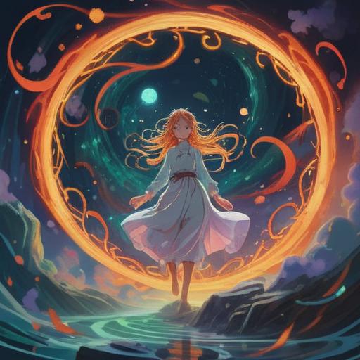 A serene and mystical scene depicting the spiritual meaning of dizziness, ethereal light surrounding a tranquil figure, gentle swirls of energy representing insight and awakening, soft colors blending harmoniously, a backdrop of lush nature with whispers of wind, transcendent atmosphere, harmonious balance between mind and spirit, 4k